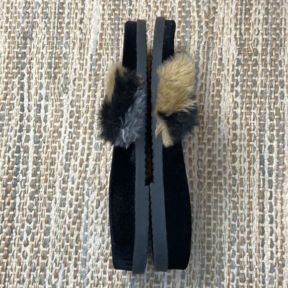 ZARA Beige Black Faux Fur Slides Slippers Sandals Mules Euro 38 - Picture 5 of 5